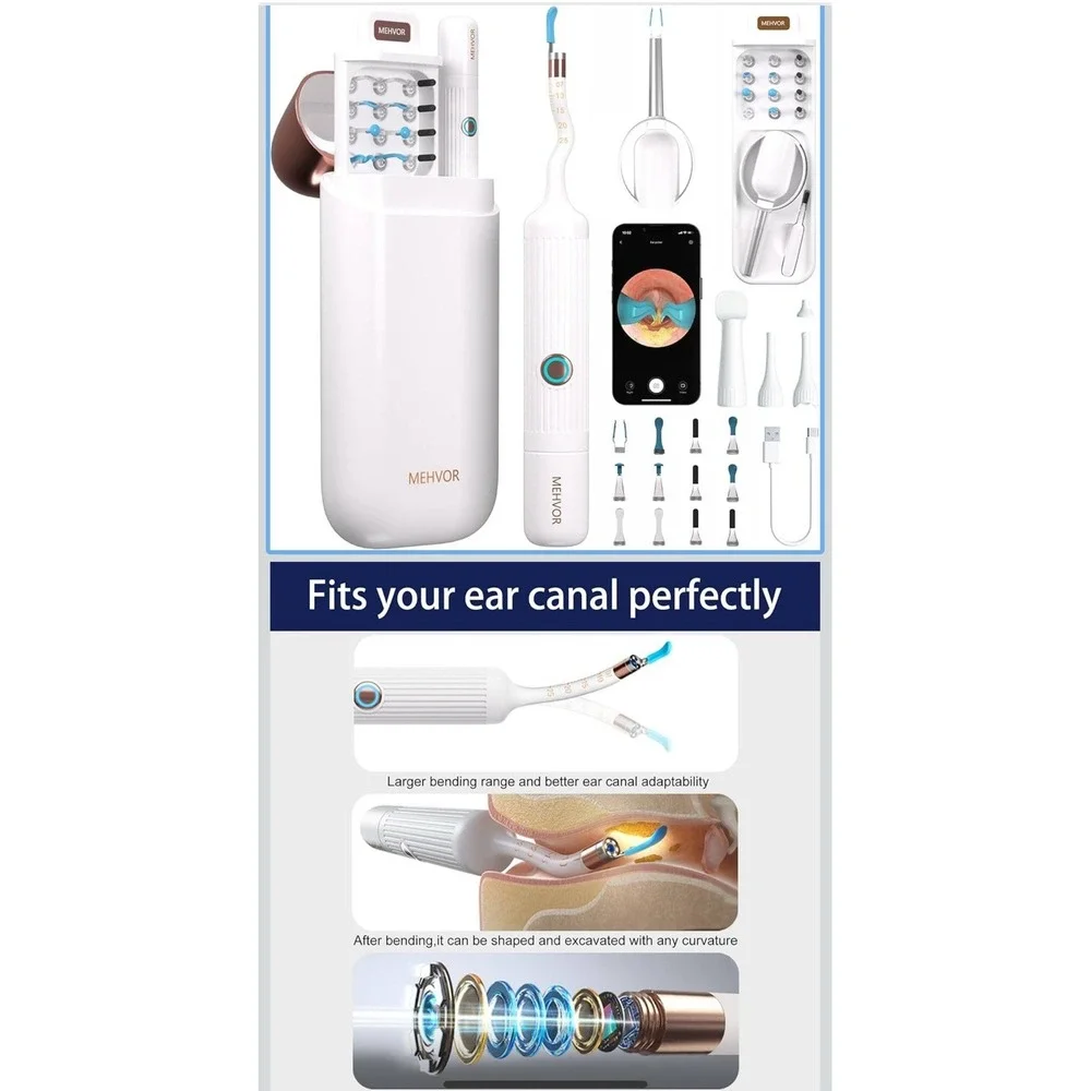 Mehvor Ear Wax Removal Tool Camera Smart‎ WiFi Ear Cleaner with Camera HD SEALED